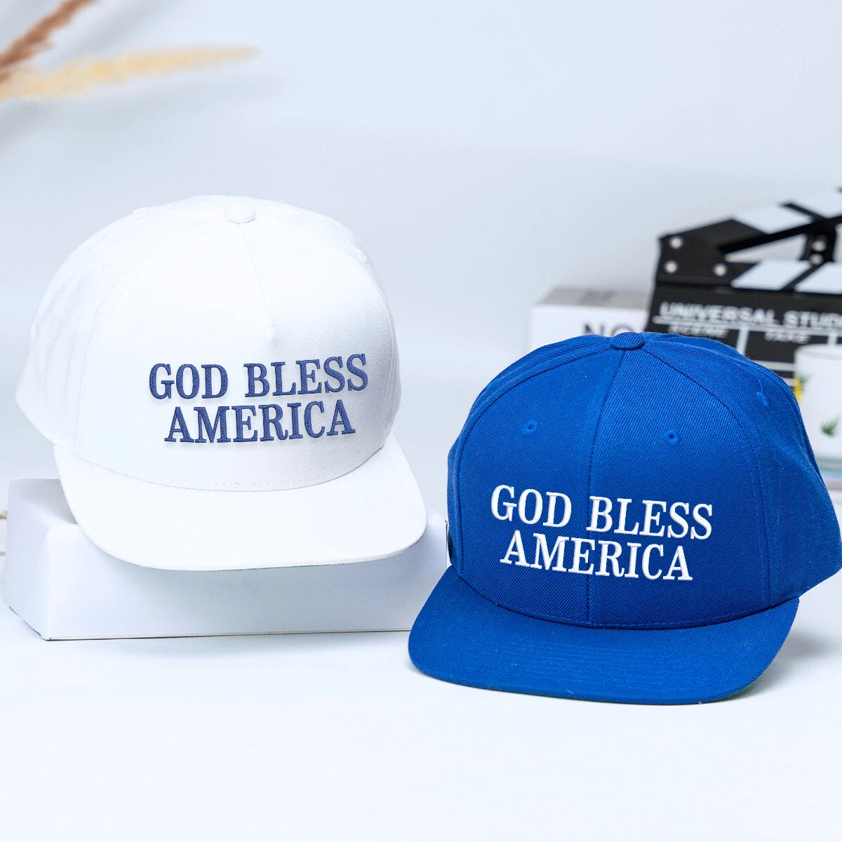 Whire and Blue God Bless America Embroidered, 4th July Gift independence Day