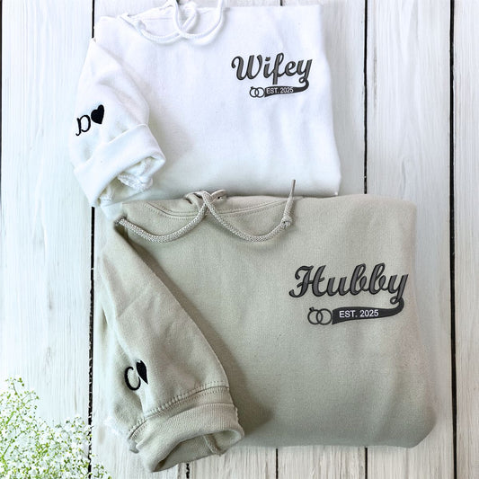 Newlywed Sweatshirt or Hoodie, Personalized Embroidered Wedding Gifts for Couples