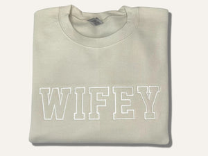 Custom Varsity Letter Sweatshirt Hoodie, Custom Wifey Embroidered Sweatshirt with EST Date, Initial on Sleeve