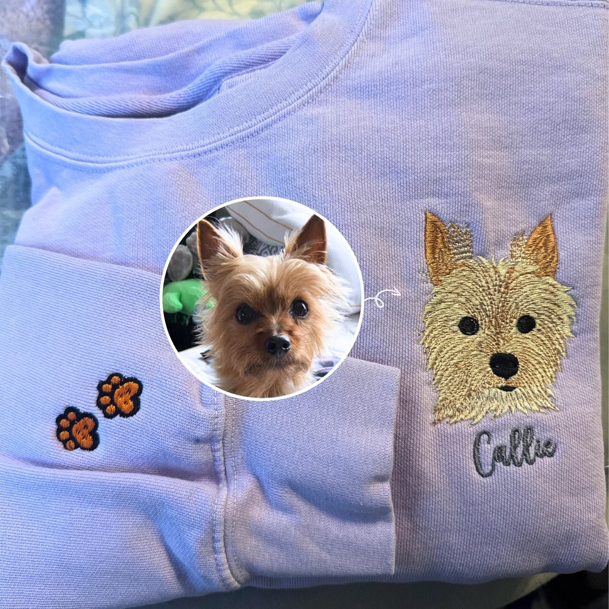Custom Dog Embroidered Sweatshirt from Photo, Personalized Dog Lover S