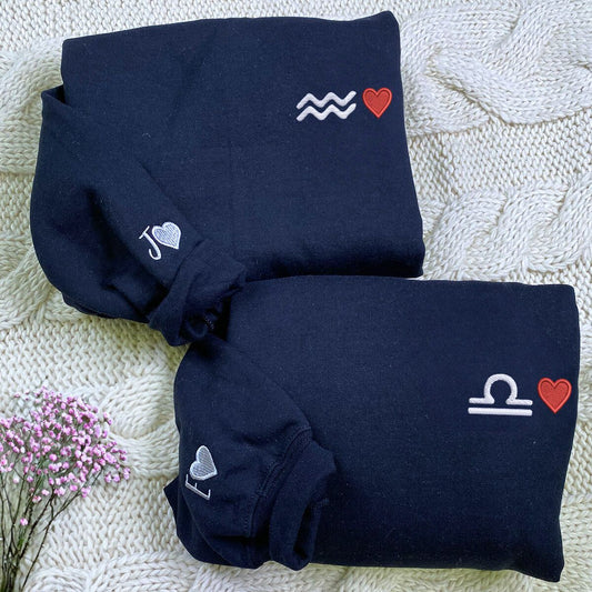 Embroidered Zodiac Couple Sweatshirt