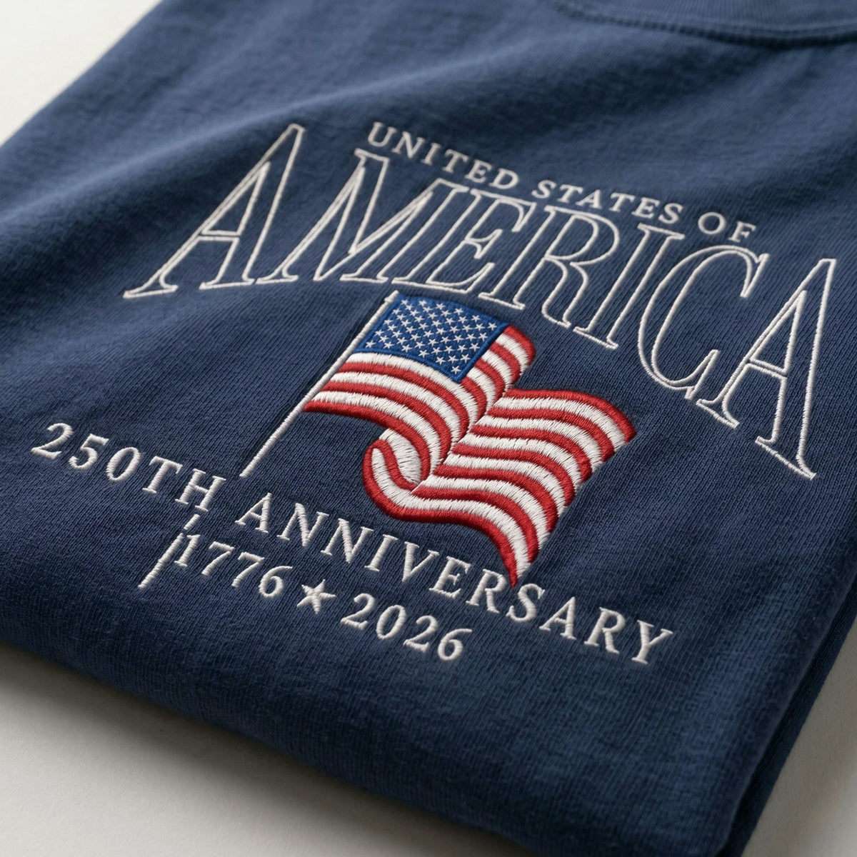 USA 250th Anniversary T-Shirt - Embroidered Patriotic Vintage Style