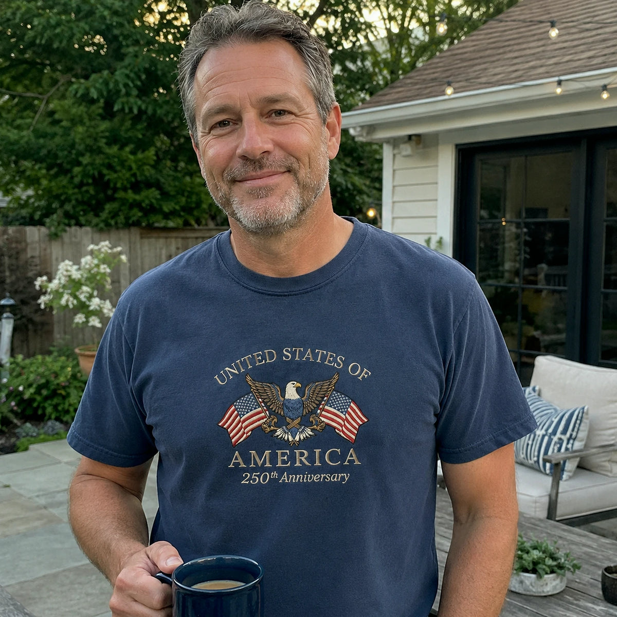 America's Semiquincentennial T-Shirt - Embroidered Patriotic Vintage Style American 4th of July