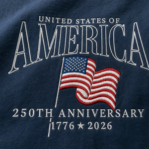 USA 250th Anniversary T-Shirt - Embroidered Patriotic Vintage Style