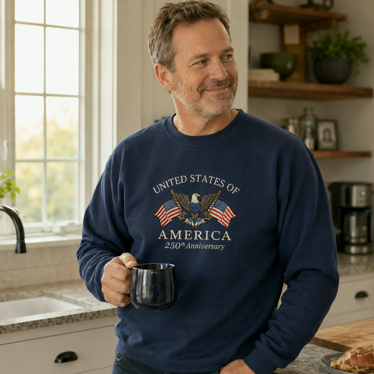 America's Semiquincentennial T-Shirt - Embroidered Patriotic Vintage Style American 4th of July