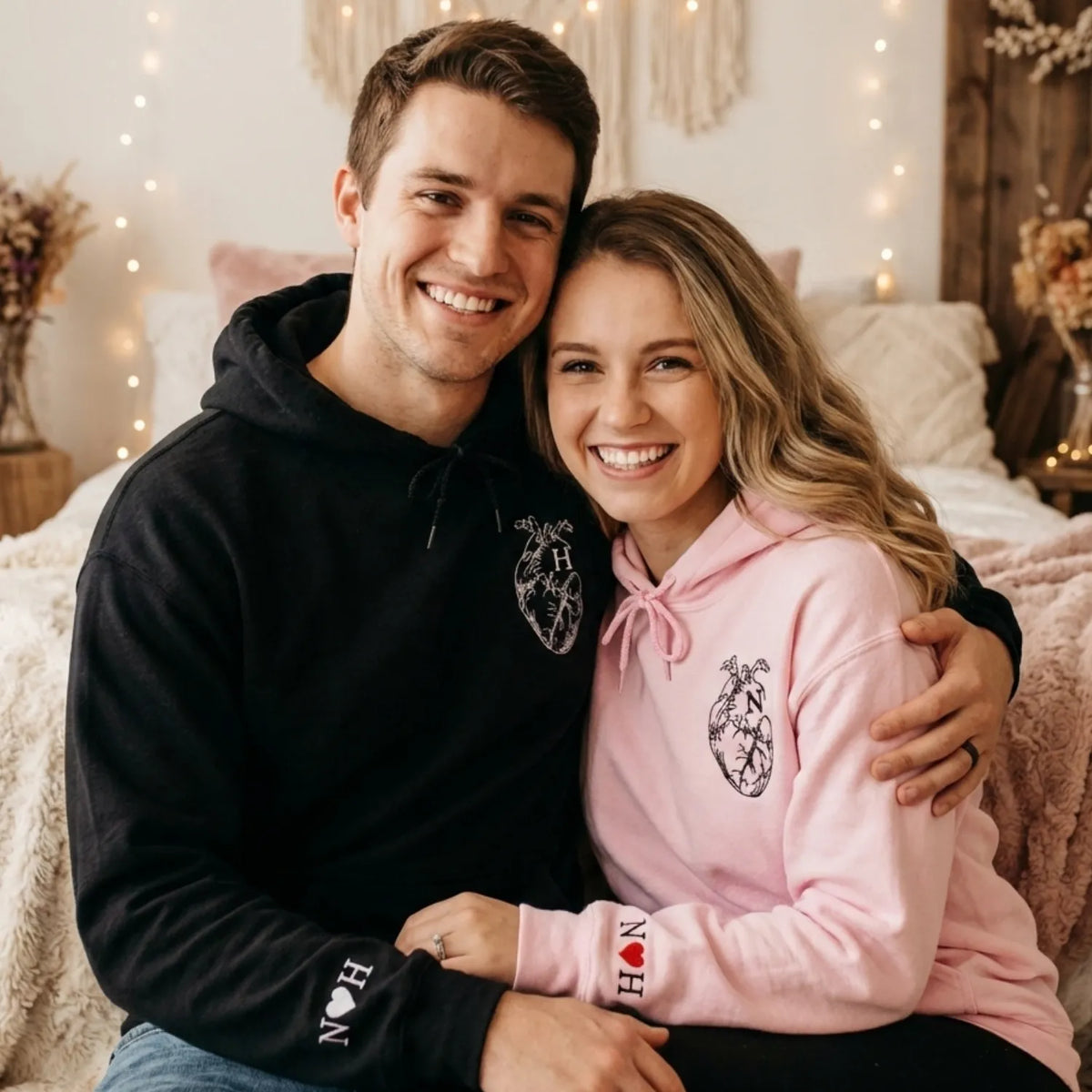 Anatomical Heart Sweatshirt or Hoodie, Custom Embroidered Gift for Couple Gifts Valentines