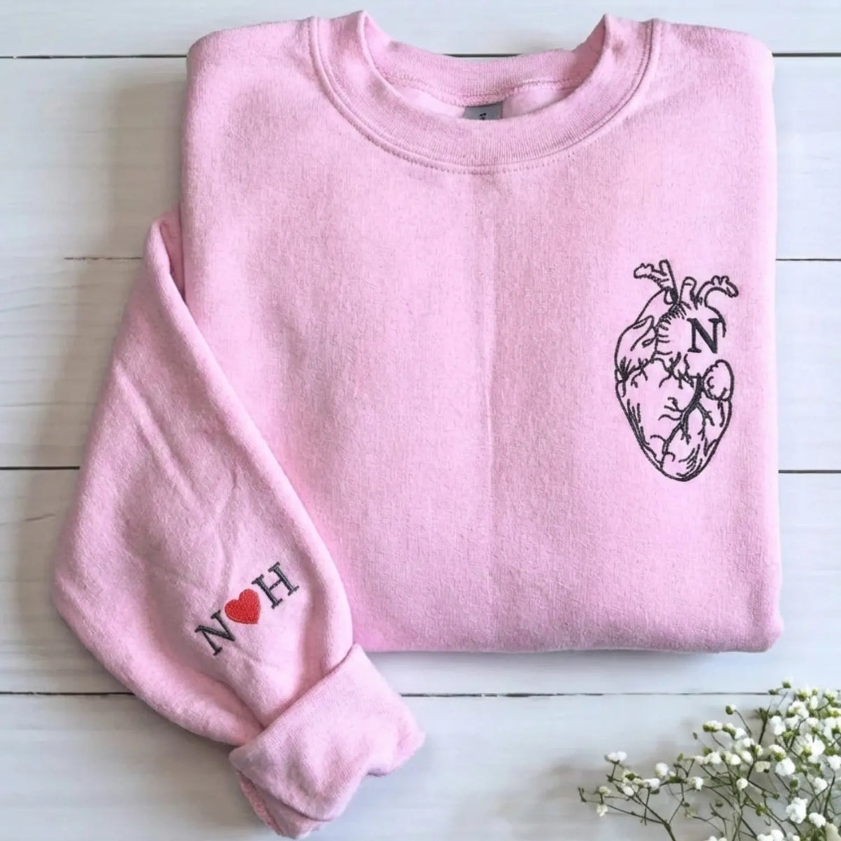 Anatomical Heart Sweatshirt or Hoodie, Custom Embroidered Gift for Couple Gifts Valentines