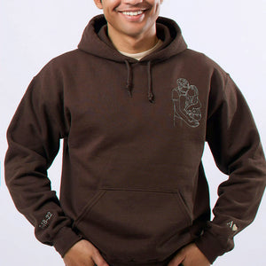 Custom Couple Photo Embroidered Hoodie with Anniversary Date on Sleeve, Anniversary Gift for Him or Her