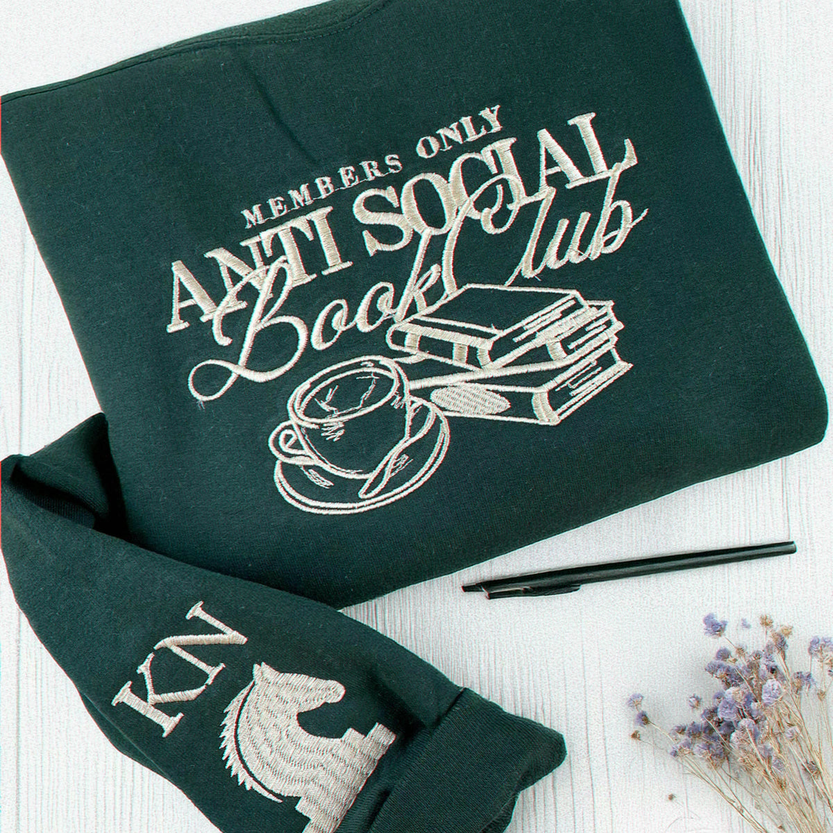 Forest Green Anti Socical Book Club Sweatshirt, Gift for Book Lover