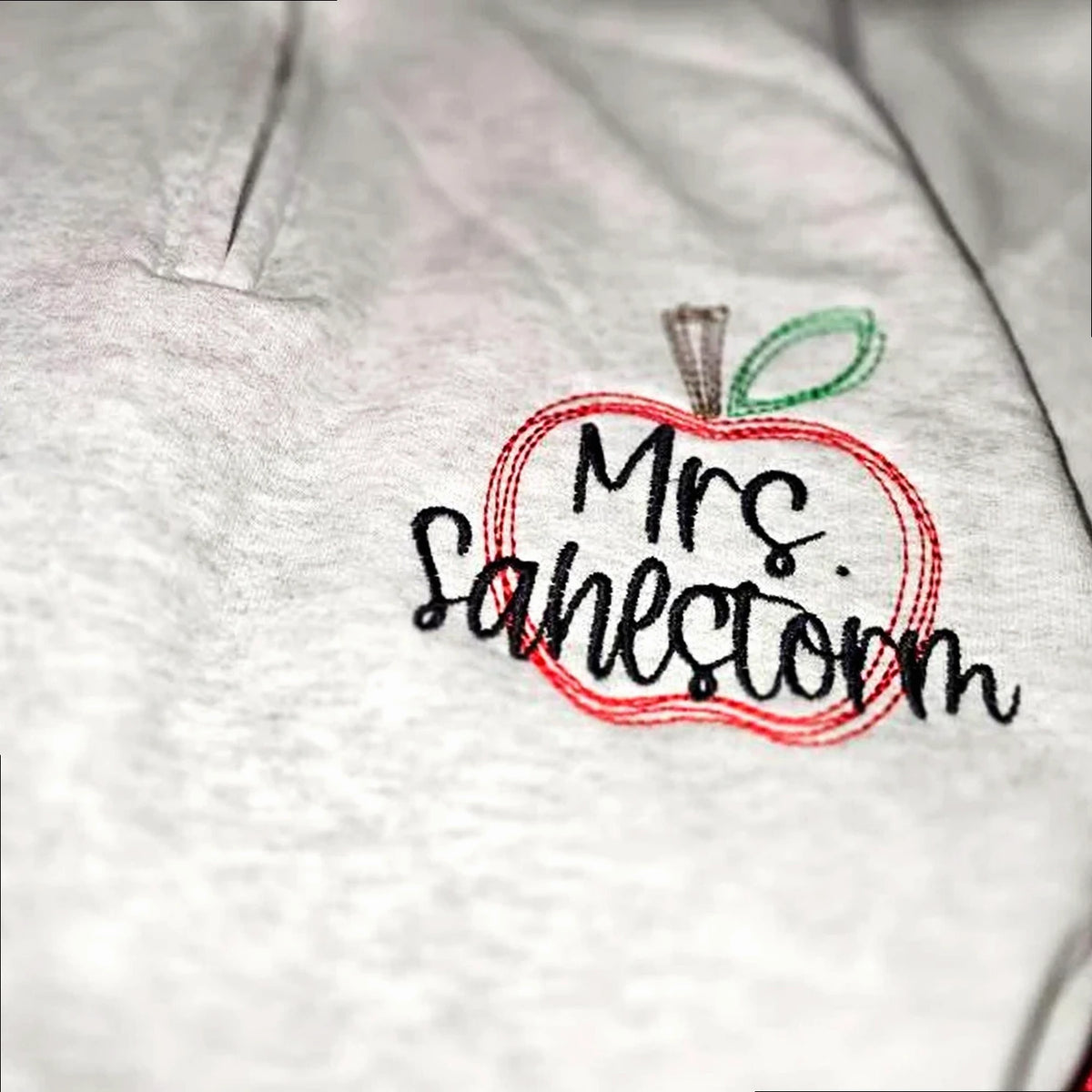 Personalized Apple Teacher Quarter Zip Sweatshirt, Custom Name or Title Pullover for Preschool, Daycare, Coworker Gift