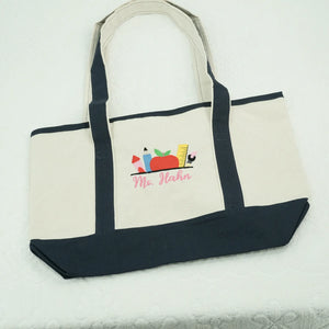 Custom Embroidered Teacher Tote Bag, Personalized Teacher Appreciation, Back to School Gift