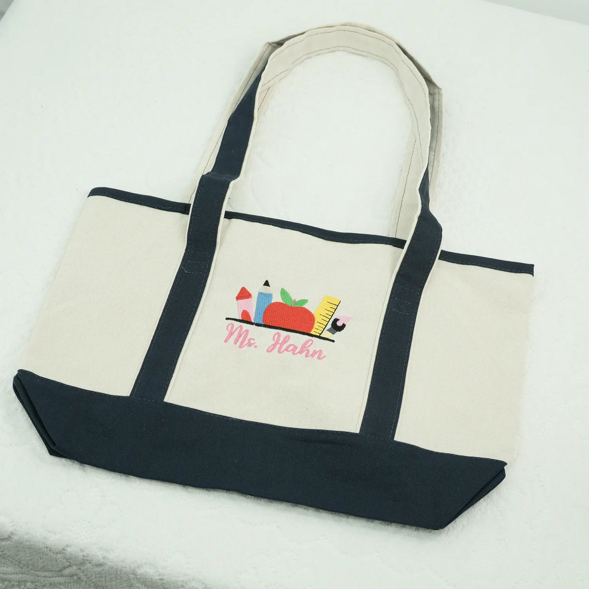 Custom Embroidered Teacher Tote Bag, Personalized Teacher Appreciation, Back to School Gift
