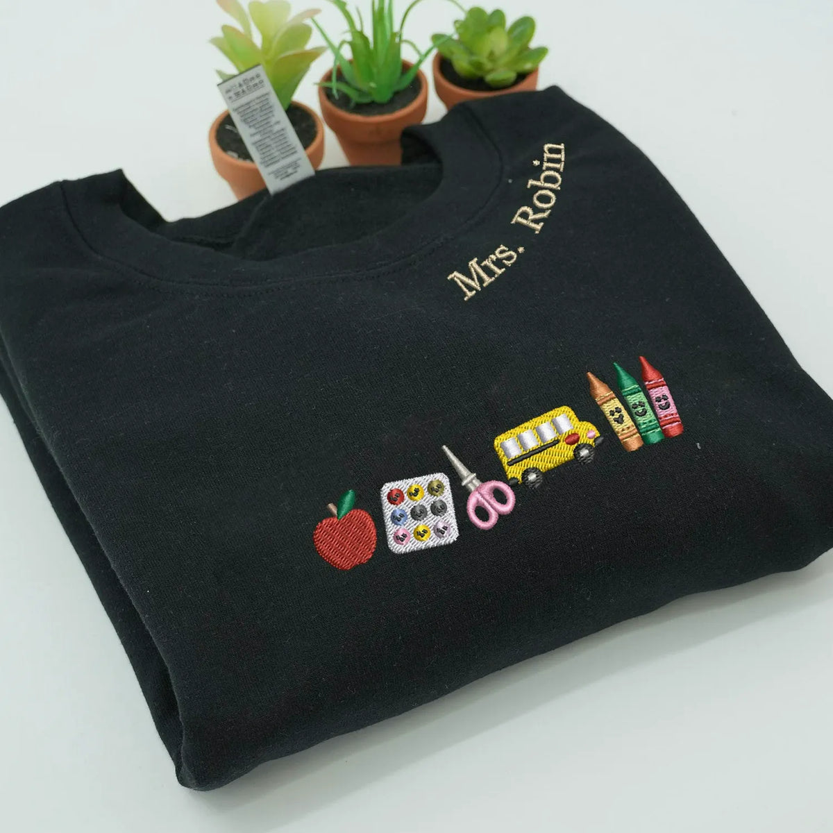 Personalized Apple Teacher with Name Sweatshirt or Hoodie, Embroidered Gift for New Teacher, Daycare, Coworker Appreciation Week