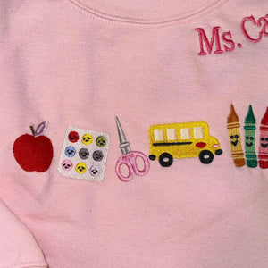 Personalized Apple Teacher with Name Sweatshirt or Hoodie, Embroidered Gift for New Teacher, Daycare, Coworker Appreciation Week