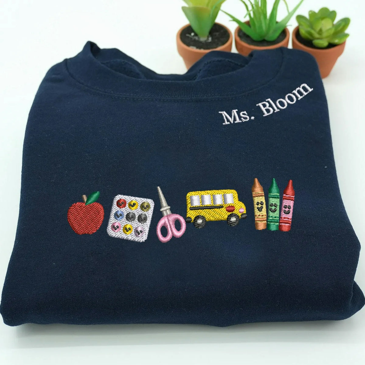 Personalized Apple Teacher with Name Sweatshirt or Hoodie, Embroidered Gift for New Teacher, Daycare, Coworker Appreciation Week