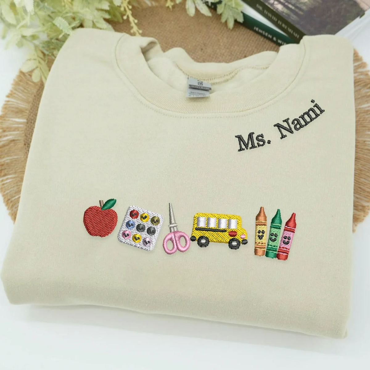Personalized Apple Teacher with Name Sweatshirt or Hoodie, Embroidered Gift for New Teacher, Daycare, Coworker Appreciation Week
