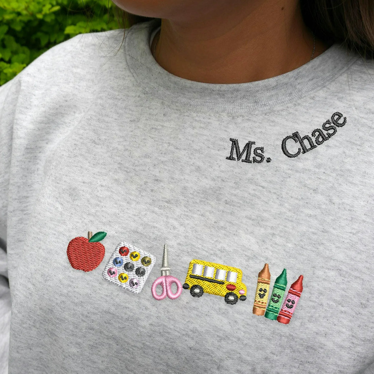 Personalized Apple Teacher with Name Sweatshirt or Hoodie, Embroidered Gift for New Teacher, Daycare, Coworker Appreciation Week