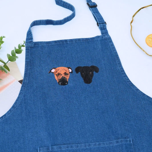 Custom Dog Portrait Embroidered Apron