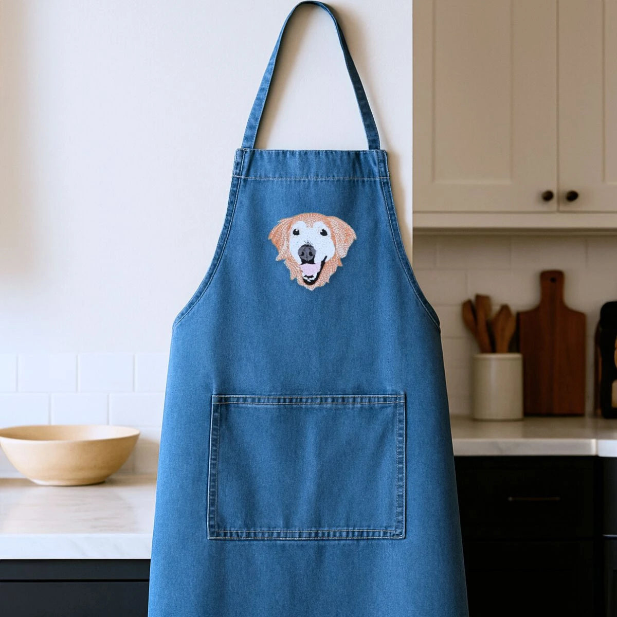 Custom Dog Portrait Embroidered Apron