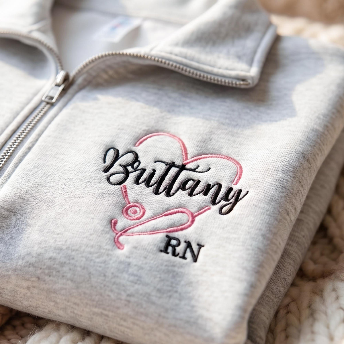 Personalized Name & Title Nurse Quarter Zip, Embroidered Nursing Pullover, RN LPN CNA Gift, Nurse Week Gift