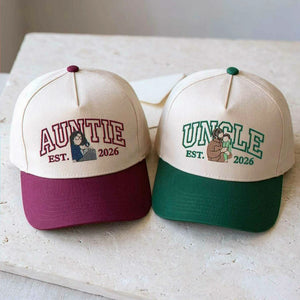 Custom Auntie and Uncle Portrait Snapback Hat, Embroidered from Photo Baseball Cap, Aunt and Uncle Gifts