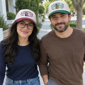 Custom Auntie and Uncle Portrait Snapback Hat, Embroidered from Photo Baseball Cap, Aunt and Uncle Gifts