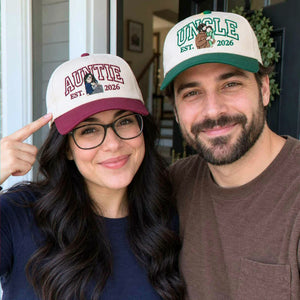Custom Auntie and Uncle Portrait Snapback Hat, Embroidered from Photo Baseball Cap, Aunt and Uncle Gifts