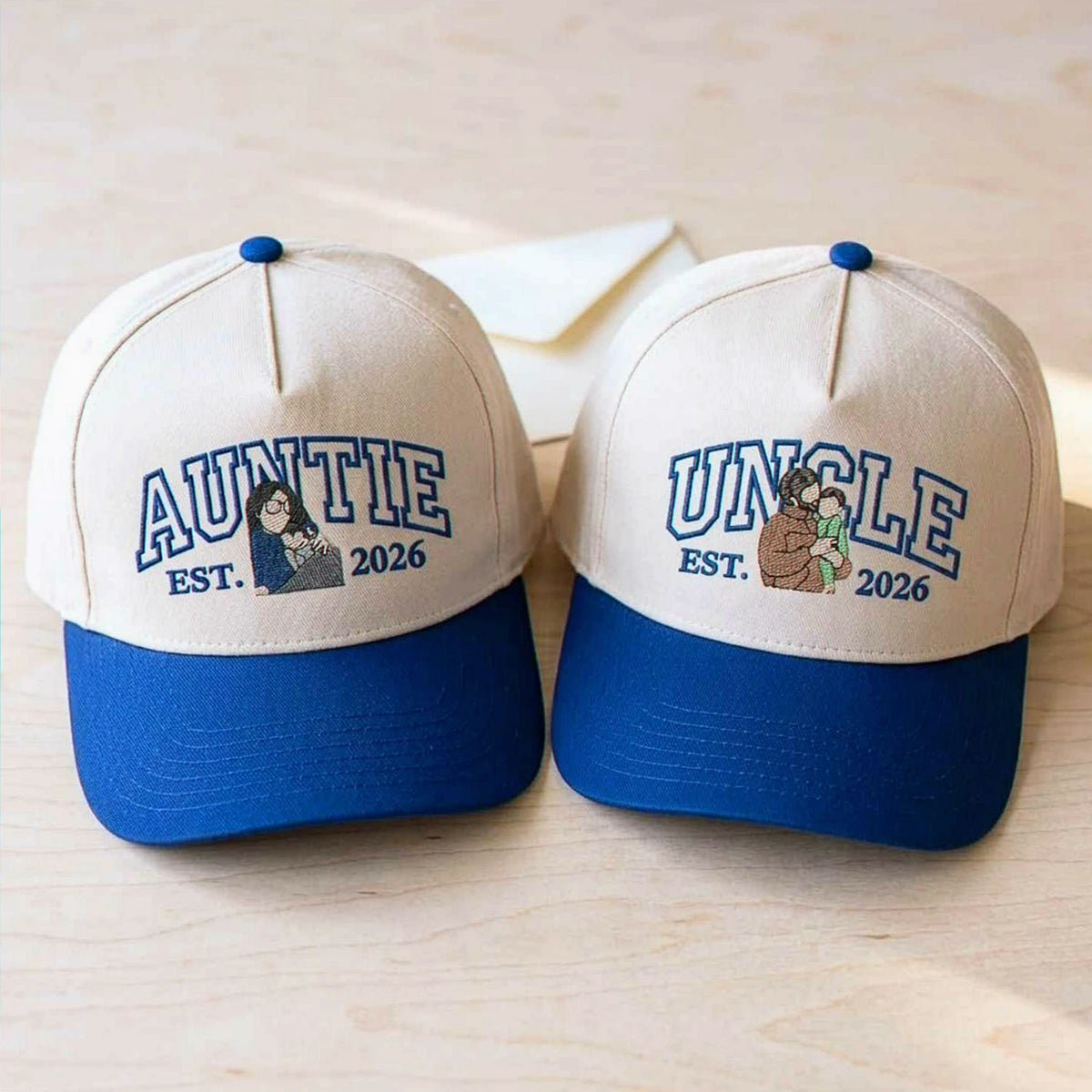 Custom Auntie and Uncle Portrait Snapback Hat, Embroidered from Photo Baseball Cap, Aunt and Uncle Gifts