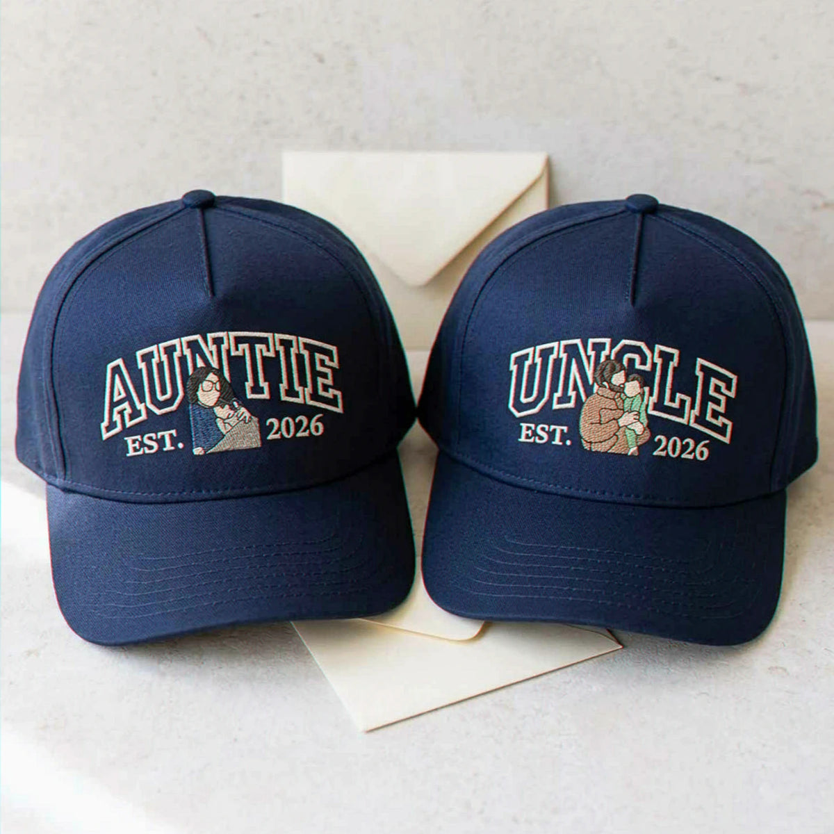 Custom Auntie and Uncle Portrait Snapback Hat, Embroidered from Photo Baseball Cap, Aunt and Uncle Gifts