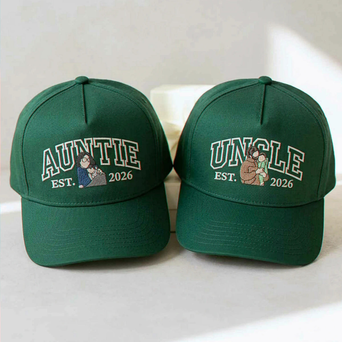 Custom Auntie and Uncle Portrait Snapback Hat, Embroidered from Photo Baseball Cap, Aunt and Uncle Gifts