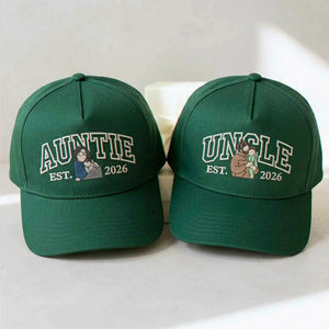 Custom Auntie and Uncle Portrait Snapback Hat, Embroidered from Photo Baseball Cap, Aunt and Uncle Gifts