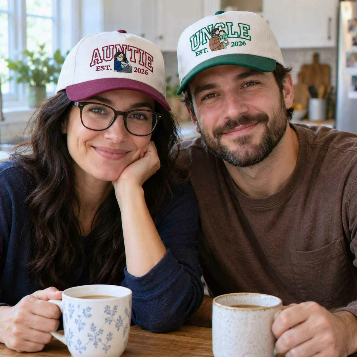 Custom Auntie and Uncle Portrait Snapback Hat, Embroidered from Photo Baseball Cap, Aunt and Uncle Gifts