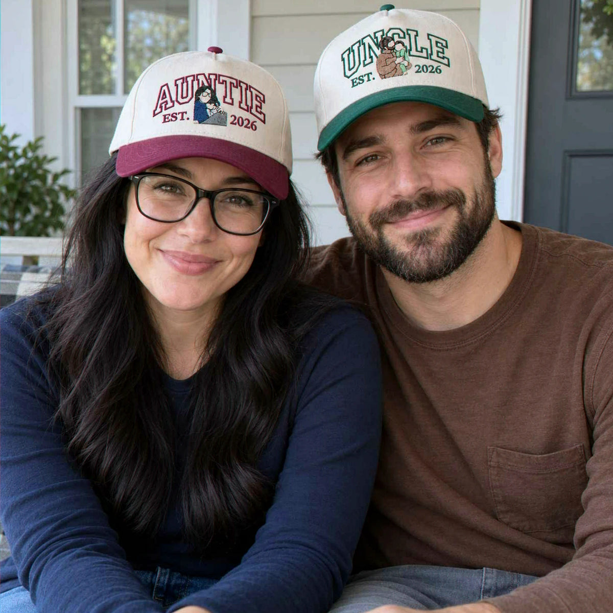 Custom Auntie and Uncle Portrait Snapback Hat, Embroidered from Photo Baseball Cap, Aunt and Uncle Gifts