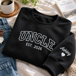 Matching Aunt and Uncle Sweatshirtsm Custom Embroidered Kid Name Crewneck, Gifts For Auntie and Uncle