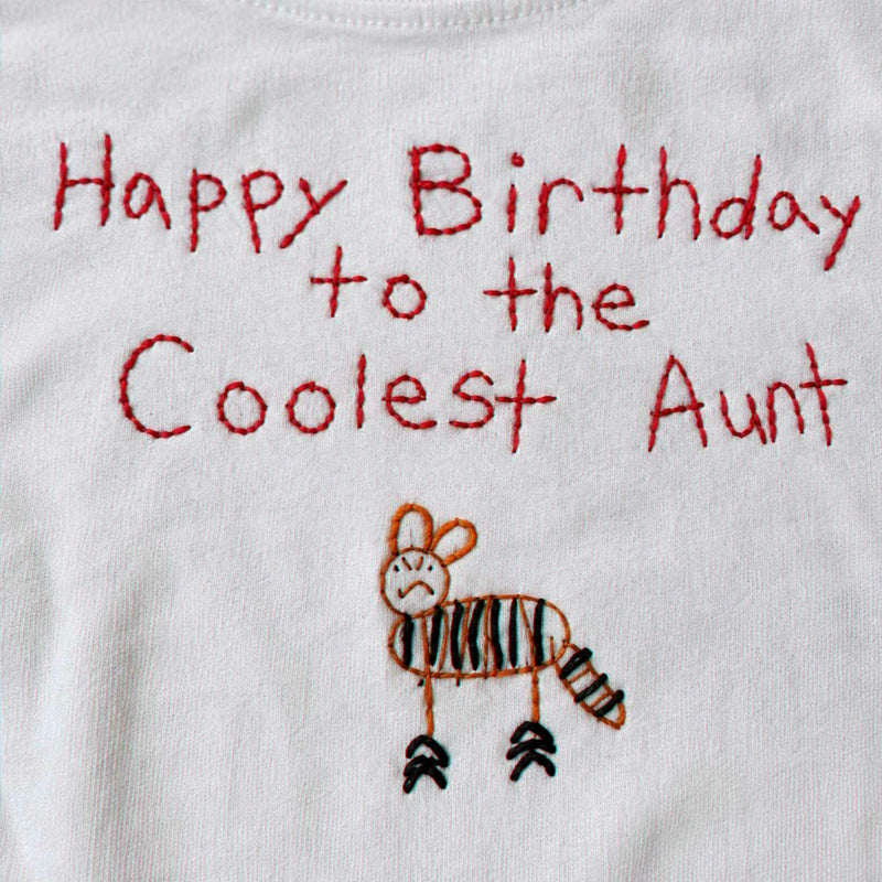 Custom Kids Drawing for Aunt Birthday T-Shirt, Embroidered Drawing from Photo Gift For Aunt from Niece