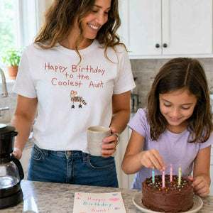 Custom Kids Drawing for Aunt Birthday T-Shirt, Embroidered Drawing from Photo Gift For Aunt from Niece