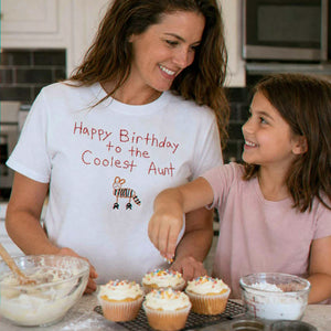 Custom Kids Drawing for Aunt Birthday T-Shirt, Embroidered Drawing from Photo Gift For Aunt from Niece