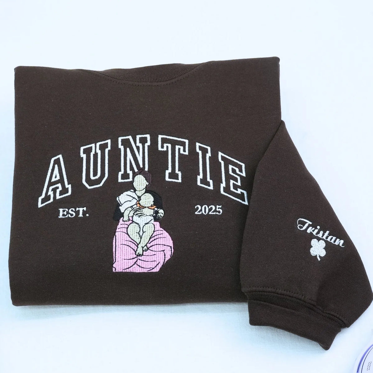 custom embroidered aunt sweatshirt with photo personalized hoodie gift for fun aunt