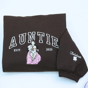 custom embroidered aunt sweatshirt with photo personalized hoodie gift for fun aunt