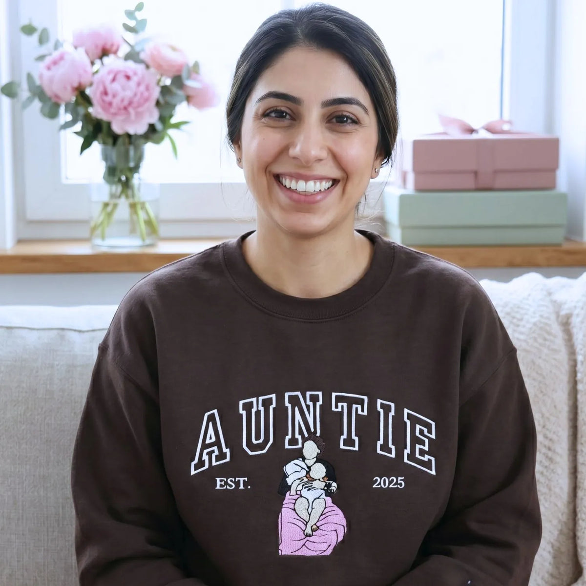 custom embroidered aunt sweatshirt with photo personalized hoodie gift for fun aunt