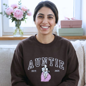 custom embroidered aunt sweatshirt with photo personalized hoodie gift for fun aunt