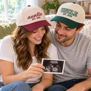 Matching Auntie Uncle Snapback Hat, Embroidered Baseball Cap with EST Year, Gift for New Auntie and Uncle