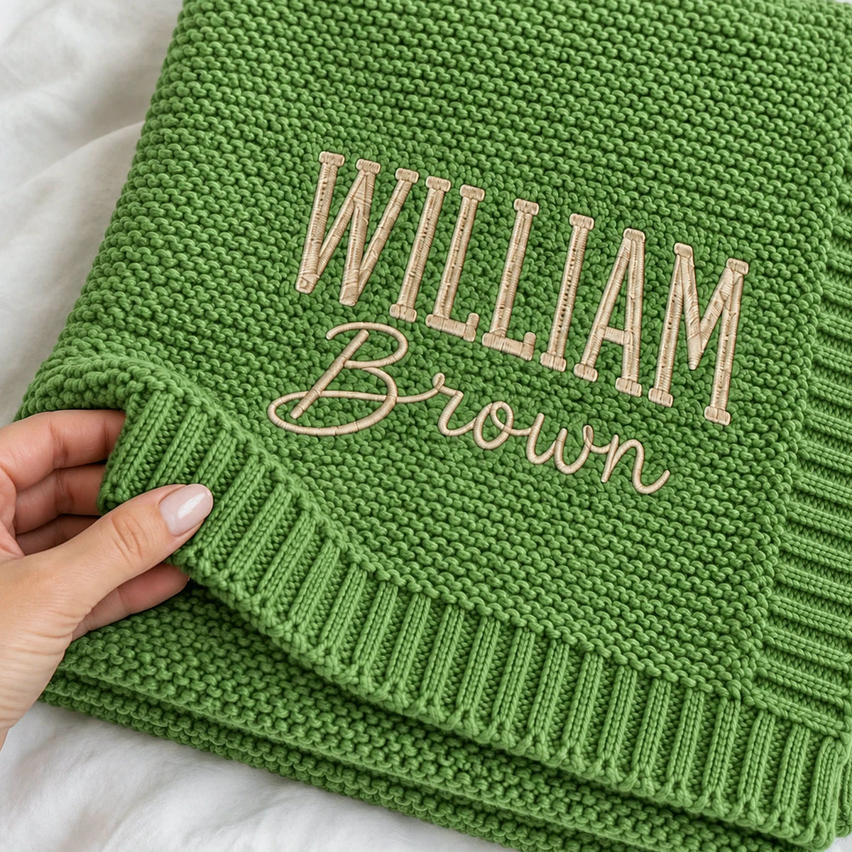 Custom Baby Blanket with Name, Personalized Newborn Outfit and Hat, Embroidered Baby Gift, Coming Home Set