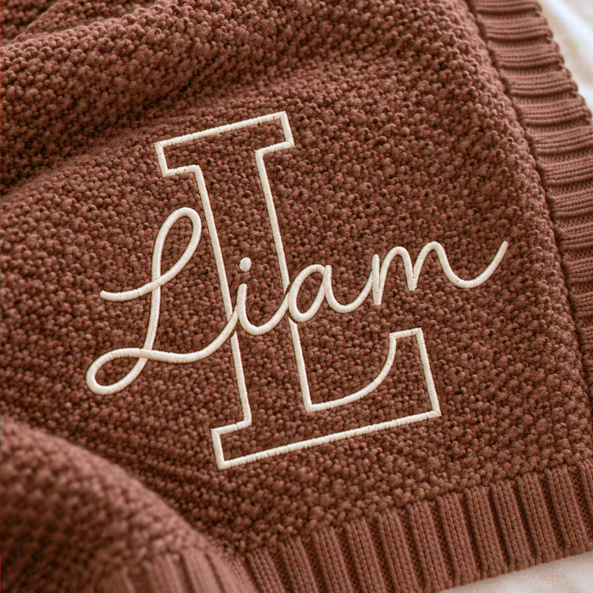 Custom Neutral Baby Blanket with Name, Embroidered Monogrammed Blanket, Grandparent Gifts for New Baby Boy