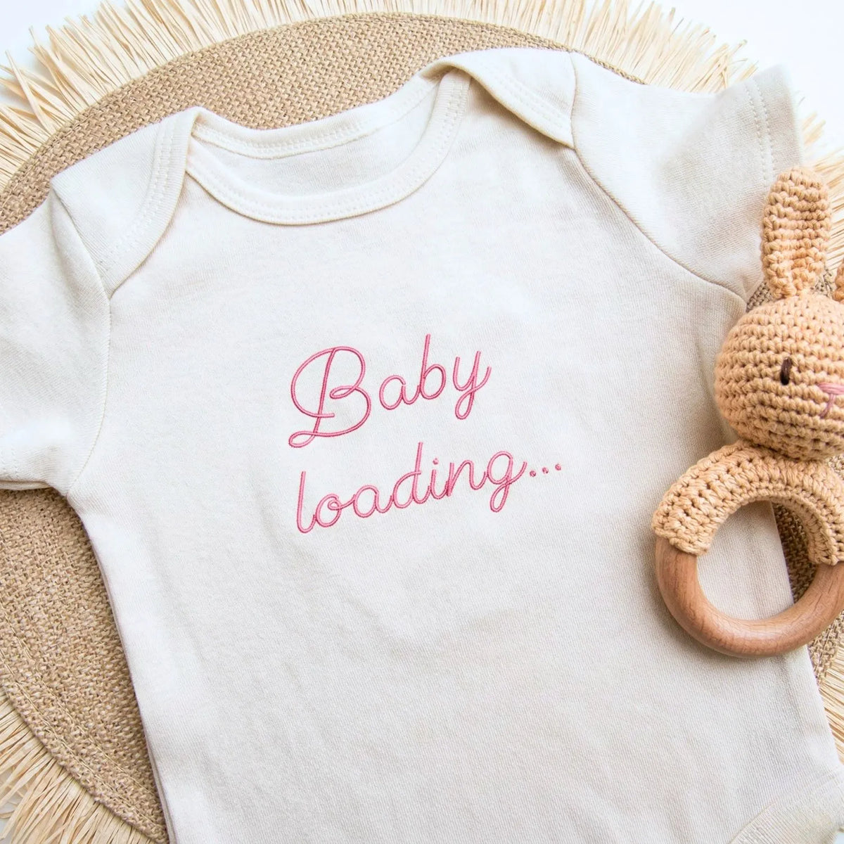Embroidered Baby Announcement Onesie, Baby Loading Bodysuit, Baby Reveal, Pregnancy Announcement