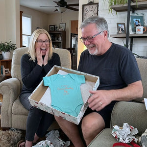 Embroidered First Grandbaby Baby Onesie Bodysuit, Personalized Gift for First Time Grandparents