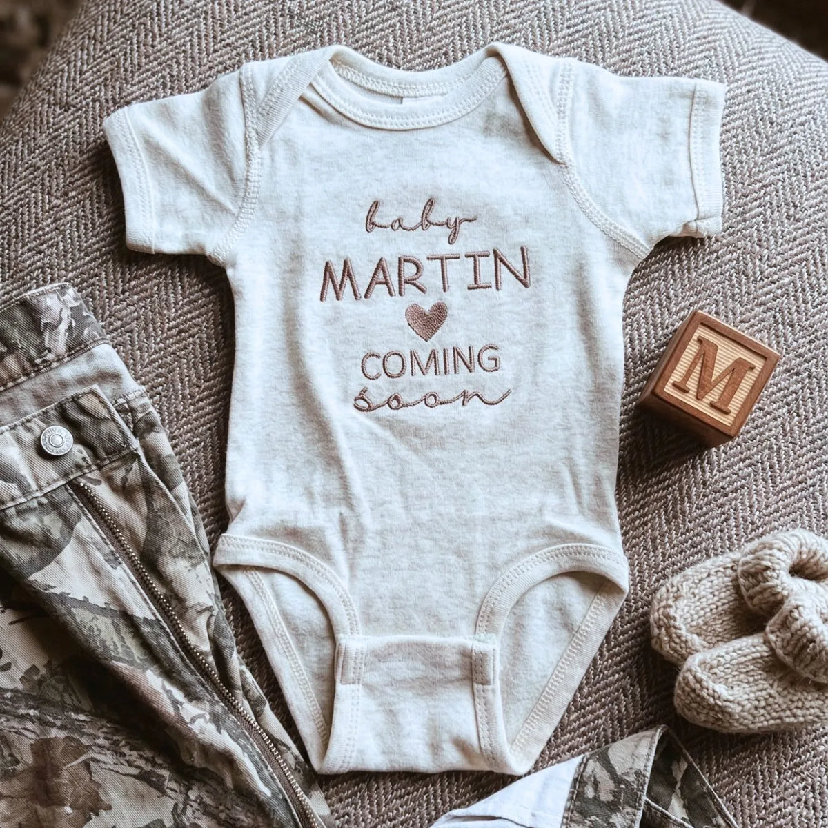 Custom Embroidered Coming Soon Baby Name Onesie, Coming Home Outfit, Baby Announcement Gifts