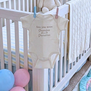 Embroidered Hi Grandma and Grandpa Baby Onesie, Grandparents Pregnancy Reveal Gift