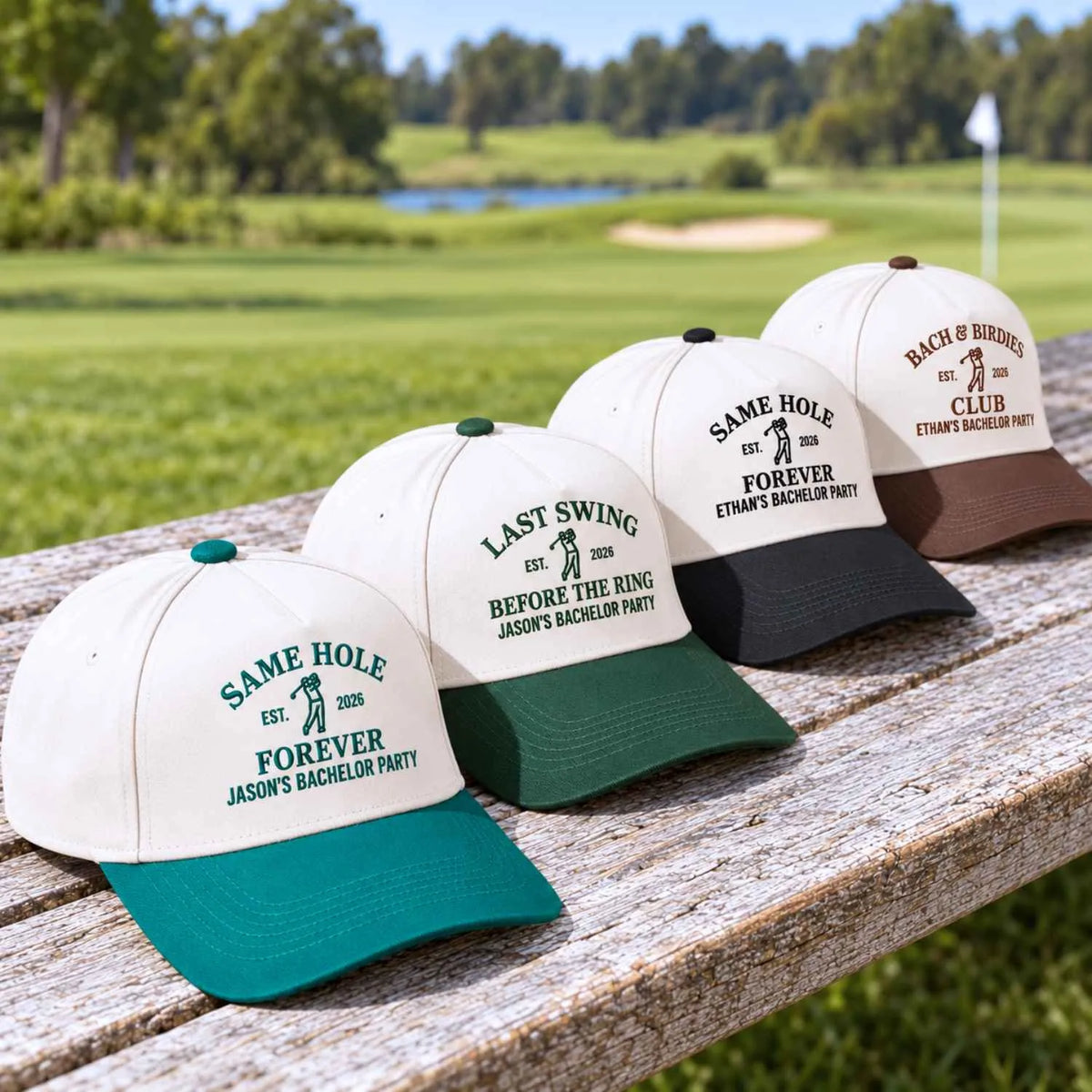 Custom Bachelor Party Snapback Hat, Embroidered Same Hole Forever Cap, Bachelor Golf Trip Gifts