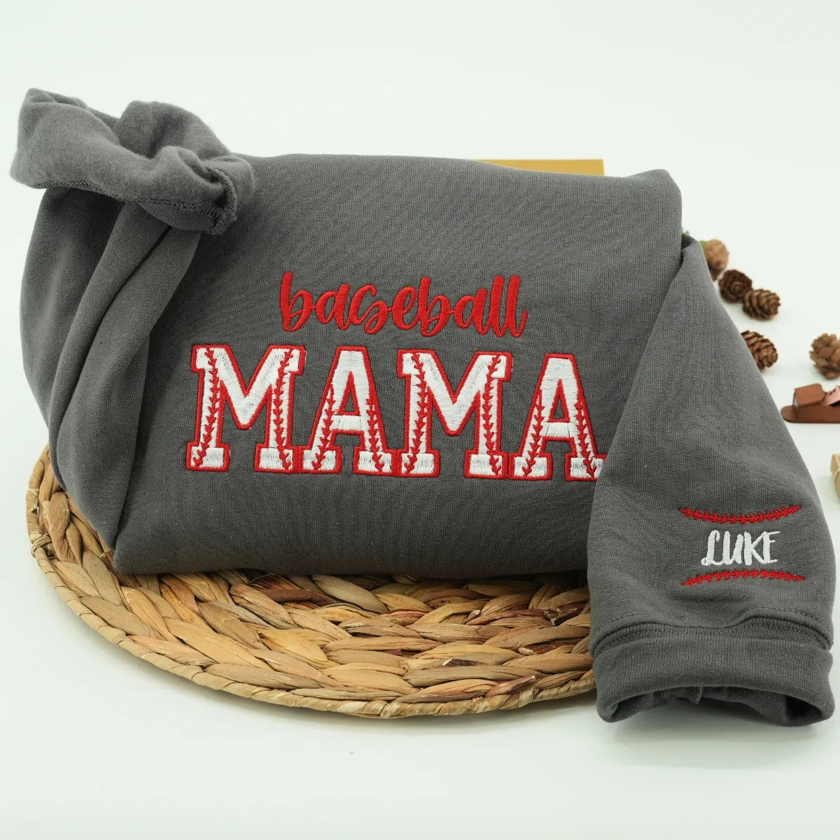 Baseball Mama Sweatshirt, Custom Embroidered Gifts for Baseball Mom